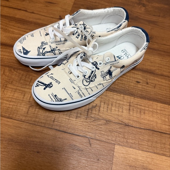 Polo Ralph Lauren Beige Printed Sneakers - Picture 3 of 4